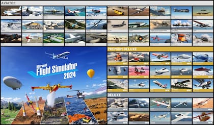 Todos los aviones presentes en la versión Deluxe, Premium Deluxe y Aviator de del Flight Simulator 2024 (también incluyen los de la versión estándar)
