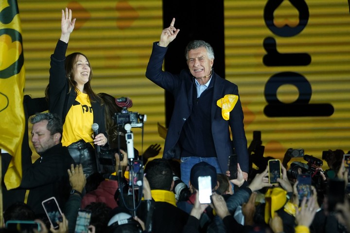 María Eugenia Vidal, jefa de campaña del PRO para las elecciones de este año, abrió la ronda de discursos en el Planetario. Foto Emmanuel Fernández. 