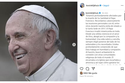 El posteo de la casa real de Países Bajos