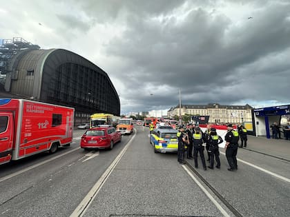 Policías en la estación de trenes de Hamburgo. Photo: Steven Hutchings/dpa